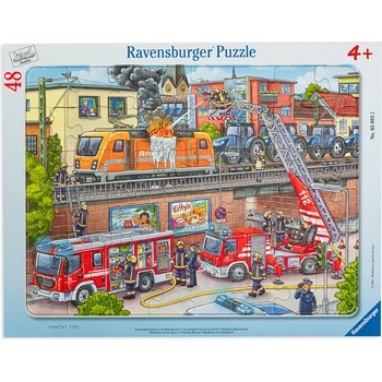 Ravensburger Пъзел Ravensburger от 48 части - Пожарникари по влаковите релси (05093)