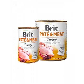 Brit pate & meat - turkey - консервирана храна за кучета с 26% прясно пуешко 44% пилешко 400 гр