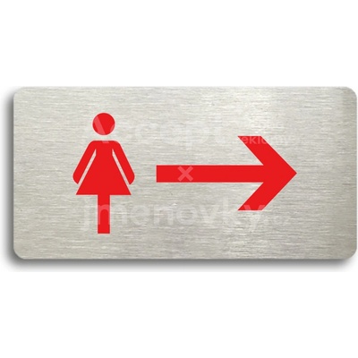 ACCEPT Piktogram WC ŽENY VPRAVO - stříbrná tabulka - barevný tisk bez rámečku
