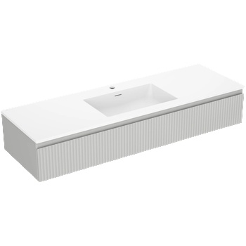 Mexen Rivel шкаф за баня 140 см с мивка Otis, 1 чекмедже, оребрен, сив мат/бял мат (91A20-14023-1-BF62-W18M01)