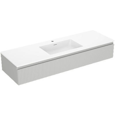 Mexen Rivel шкаф за баня 140 см с мивка Otis, 1 чекмедже, оребрен, сив мат/бял мат (91A20-14023-1-BF62-W18M01)