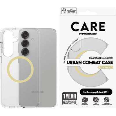 Panzer Гръб Care by PanzerGlass за Samsung Galaxy S25 Plus, Flagship Case, Прозрачен, Urban Combat, QI Compatible, Chardonnay