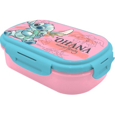 Lilo a Stitch Svačinový box Disney Stitch s vidličkou růžový