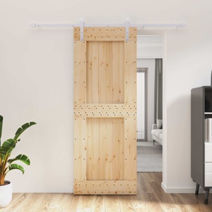 vidaXL Преплъзваща се врата Естествено и бяло 80 x 210 cm (3444958)