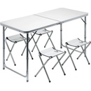 Stôl kempingový skladací Cattara Double + 4 stoličky - šedý