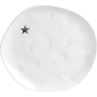 Textilomanie Biely porcelánový tanier HVIEZDY, malý