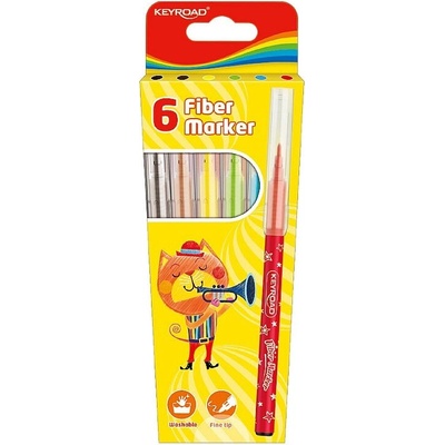 Sada popisovačov KEYROAD Fiber Marker, 6 ks, mix farieb