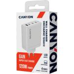 CANYON Адаптер за Захранване CANYON charger OnCharge 120 GAN Total 120W MAX 3 USB-C +1 USB-A White EU plug (CNS-CUW120ACC)