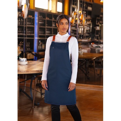 Karlowsky Тъмно синя престилка Diamond Cut с кожени презрамки - премиум качество (DCLS1-10)