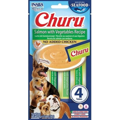 Inaba Churu dog snack losos a zelenina 4 x 14 g