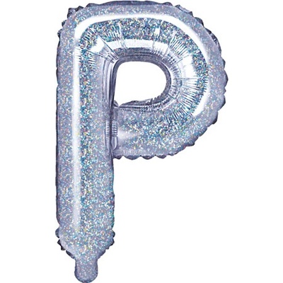 PartyDeco Fóliový balón Mini Písmeno P 35 cm holografický