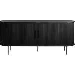 Unique Furniture Черен нисък скрин в дъбов декор с плъзгащи се врати 76x180 cm Nola - Unique Furniture (48284642)