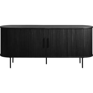 Unique Furniture Черен нисък скрин в дъбов декор с плъзгащи се врати 76x180 cm Nola - Unique Furniture (48284642)