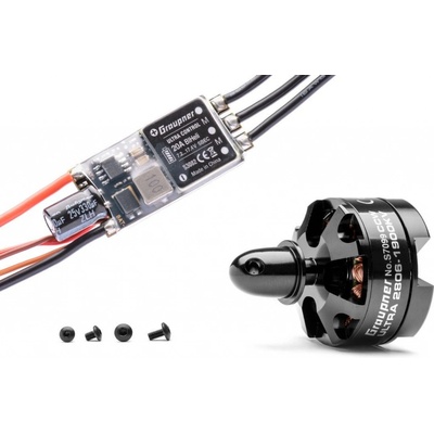 GRAUPNER Modellbau Combo set Telemetrická regulace HOTT 20Amp SBEC + Ultra 2806-1900Kv pravotočivá CCW