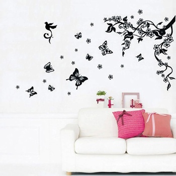 Walplus Samolepka na stenu Vínna réva a motýle, 100x80 cm