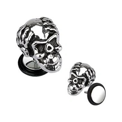 Šperky4U falešný piercing do ucha lebka FP01017