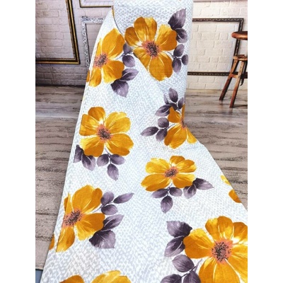 Ervi bavlna flanel š.240cm - oranžové květy na šedém -23568-6, metráž