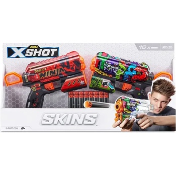 ZURU Бластери Zuru X Shot Skins - Flux, с 16 стрели, 2 броя, асортимент (36534)