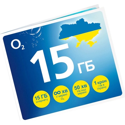 O2 Předplacená SIM karta GO UKRAJINA s kreditem 50 Kč a 15 GB
