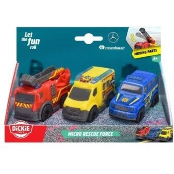 Dickie Toys Dickie: Micro Rescue Force - Аварийни автомобили, 1: 36, 3 бр