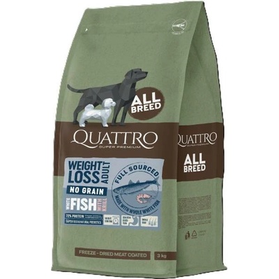 Quattro Adult Weight Loss AB bez obilovin s Bílou rybou a krillem 3 kg