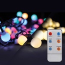 Solight LED 2v1 venkovní vánoční řetěz koule dálkový ovladač 200LED RGB+bílá
