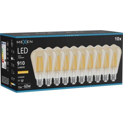 Mexen Vintis 10x LED филаментна крушка E27, ST64, 10W, Топла - 2200K, 910 lm, кехлибар (L152-E27-1022-50x10)