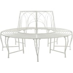 vidaXL Дървесен бенч 8 -местен Ø 160 x 89 см steel Антично бяло Кръгла (42029519)