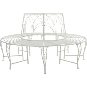 vidaXL Дървесен бенч 8 -местен Ø 160 x 89 см steel Антично бяло Кръгла (42029519)