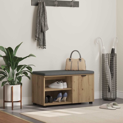 vidaXL Пейка за коридор с възглавница Артизан Дъб 80 x 38 x 46 см (891511)