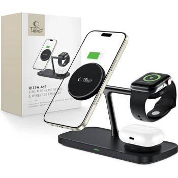 Tech-Protect Зарядна станция 3в1 15W за iOS и Android устройства от Tech Protect A45 - Черна (5906302375608)