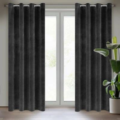 EUROFIRANY ZATEMŇOVACÍ ZÁVĚS NA KROUŽCÍCH RIA 140X250 CM ČERNÁ