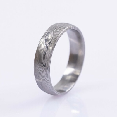 Prima dřevo Kovaný snubní prsten z nerez oceli damasteel CR6603