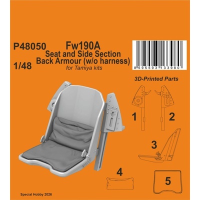 Tamiya CMK Fw190A Seat and Side Section Back Armour w/o harness / for kits 1:48