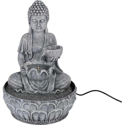 HOMESTYLING Fontána pokojová s LED osvětlením 29 cm Budha šedá – Zbozi.Blesk.cz