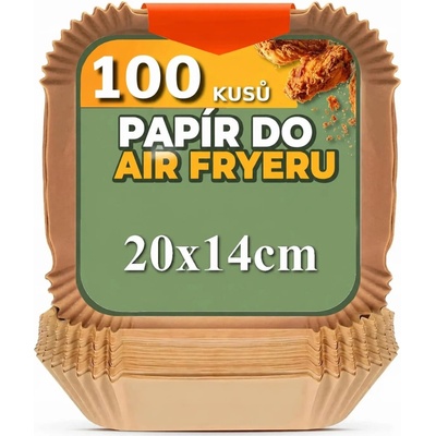 Papírové vložky do Air Fryer 20x14 cm 100 ks nepřilnavý pečicí papír do horkovzdušné fritézy olejoodolný