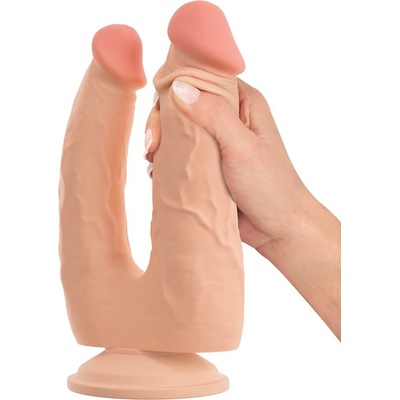 Nature Skin Bendable Double Penetrator with Movable Skin