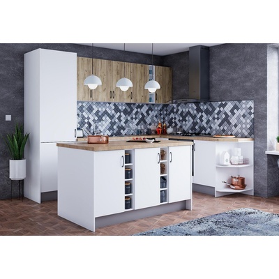 Кухненски комплект Лукс 17 бяло и дъб крафт златен