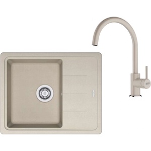 Franke - Кухненски комплект G278SA, мивка от фрагранит BFG 611-62 и смесител FC 6018.082, цвят „Сахара 114.0700. 803 (114.0700.803) Мивка за вграждане