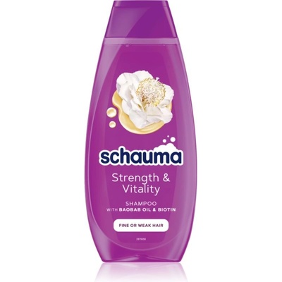 Schwarzkopf Schauma Strength & Vitality posilňujúci šampón pre jemné vlasy bez objemu 400 ml