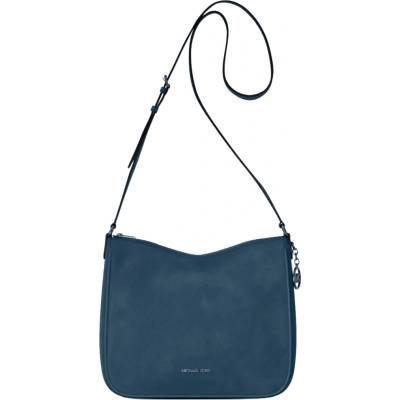 Michael Kors kožená kabelka Nayla md suede messenger navy modrá