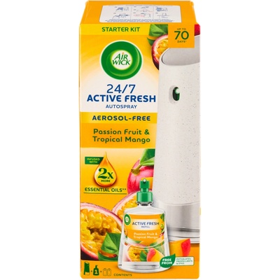 Air Wick Active Fresh automatický difuzér a náplň na vodní bázi Maracuja a tropické mango 228 ml