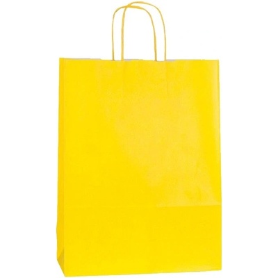 Papírová taška 180x80x220 mm žlutá / 25 kusů / kroucené ucho