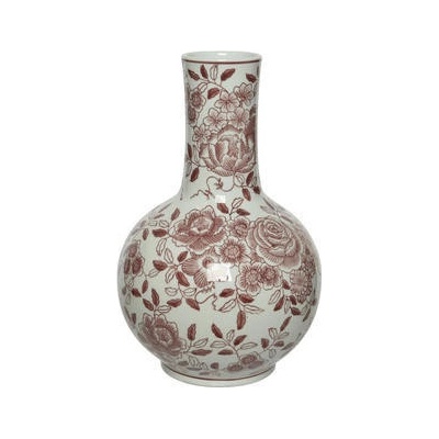 Kaemingk Váza, 35 cm, bílo/ červená, ruční práce, porcelán, Kaeming