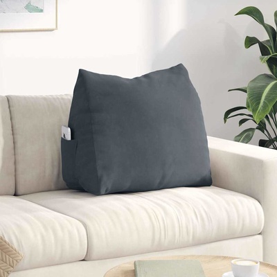 vidaXL Възглавница за гръб Тъмен сив 60 x 20 x 50 см Кордюрова тъкан (42015049)