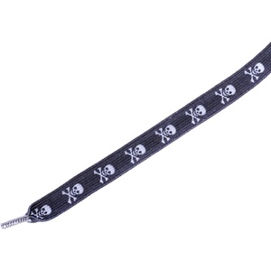 Tobby skull / Детски плоски еластични връзки за обувки - черни 95 см (040640)
