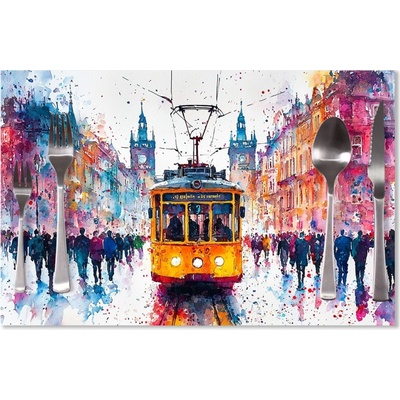 Sablio Prestieranie Žltá električka Paint 40x30cm