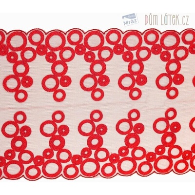 Krajka s kruhy, červená – Zboží Dáma
