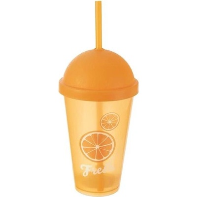 ORION Pohár s viečkom a slamkou Fresh orange 500 ml