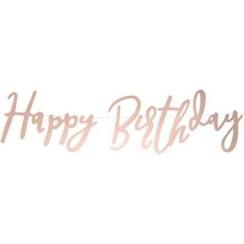 Party nápis rose gold Happy Birthday 62 cm